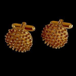 Vintage Signed Dante Goldtone Textured Button Cuff Links